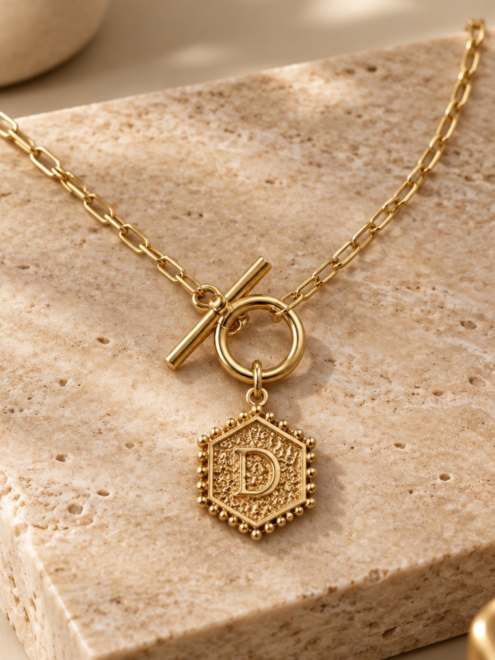 Plunder Gold Toggle “D” Coin Pendant Necklace - Gold